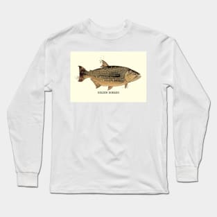 GOLDEN DORADO Vintage Art Sketch for the Fishing Lovers and Anglers Long Sleeve T-Shirt